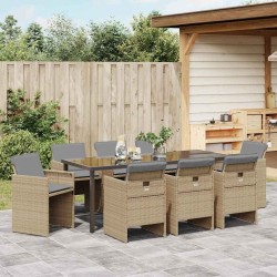 Ensemble de salle à manger pour jardin 9 pcs Beige polyrotin 563110563110