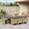 Ensemble de salle à manger pour jardin 9 pcs Beige polyrotin 563110563110