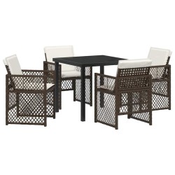 Ensemble de salle à manger pour jardin 5 pcs Marron polyrotin 563111563111
