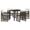 Ensemble de salle à manger pour jardin 5 pcs Marron polyrotin 563111563111