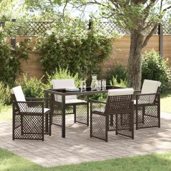 Ensemble de salle à manger pour jardin 5 pcs Marron polyrotin 563112563112