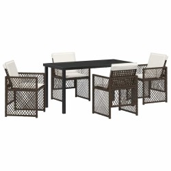 Ensemble de salle à manger pour jardin 5 pcs Marron polyrotin 563112563112