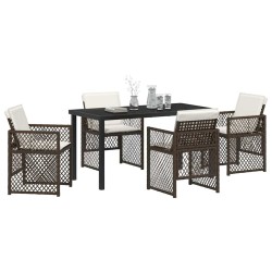 Ensemble de salle à manger pour jardin 5 pcs Marron polyrotin 563112563112