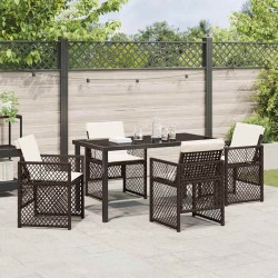 Ensemble de salle à manger pour jardin 5 pcs Marron polyrotin 563112563112