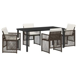 Ensemble de salle à manger pour jardin 5 pcs Marron polyrotin 563113563113