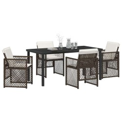 Ensemble de salle à manger pour jardin 5 pcs Marron polyrotin 563113563113