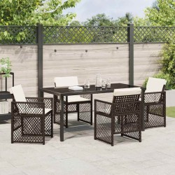 Ensemble de salle à manger pour jardin 5 pcs Marron polyrotin 563113563113