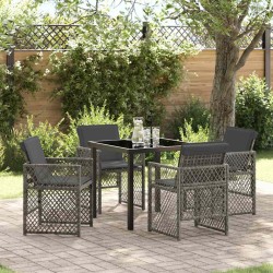 Ensemble de salle à manger pour jardin 5 pcs Gris polyrotin 563114563114