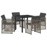Ensemble de salle à manger pour jardin 5 pcs Gris polyrotin 563114563114