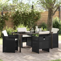 Ensemble de salle à manger pour jardin 5 pcs Noir polyrotin 563115563115