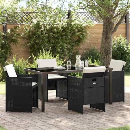 Ensemble de salle à manger pour jardin 5 pcs Noir polyrotin 563115563115