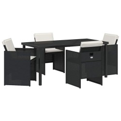 Ensemble de salle à manger pour jardin 5 pcs Noir polyrotin 563115563115