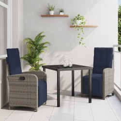 Ensemble de salle à manger pour jardin 3 pcs Gris polyrotin 563117563117
