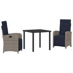 Ensemble de salle à manger pour jardin 3 pcs Gris polyrotin 563117563117