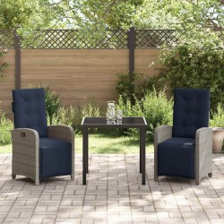 Ensemble de salle à manger pour jardin 3 pcs Gris polyrotin 563117563117