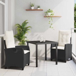 Ensemble de salle à manger pour jardin 3 pcs Noir polyrotin 563118563118
