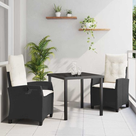 Ensemble de salle à manger pour jardin 3 pcs Noir polyrotin 563118563118