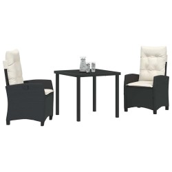 Ensemble de salle à manger pour jardin 3 pcs Noir polyrotin 563118563118