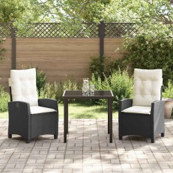 Ensemble de salle à manger pour jardin 3 pcs Noir polyrotin 563118563118