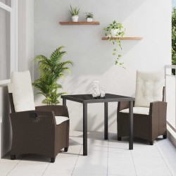 Ensemble de salle à manger pour jardin 3 pcs Marron polyrotin 563119563119