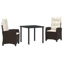 Ensemble de salle à manger pour jardin 3 pcs Marron polyrotin 563119563119