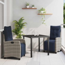 Ensemble de salle à manger pour jardin 3 pcs Gris polyrotin 563121563121
