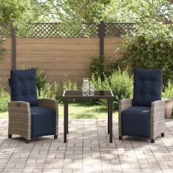 Ensemble de salle à manger pour jardin 3 pcs Gris polyrotin 563121563121