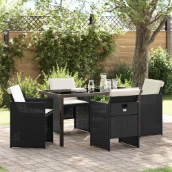 Ensemble de salle à manger pour jardin 5 pcs Noir polyrotin 563122563122