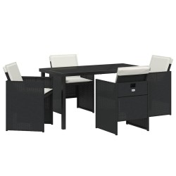 Ensemble de salle à manger pour jardin 5 pcs Noir polyrotin 563122563122