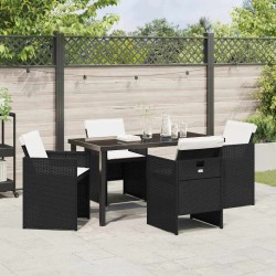 Ensemble de salle à manger pour jardin 5 pcs Noir polyrotin 563122563122