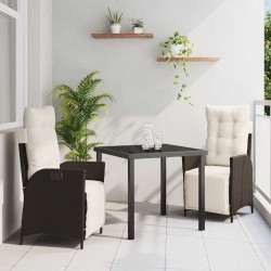 Ensemble de salle à manger pour jardin 3 pcs Marron polyrotin 563123563123