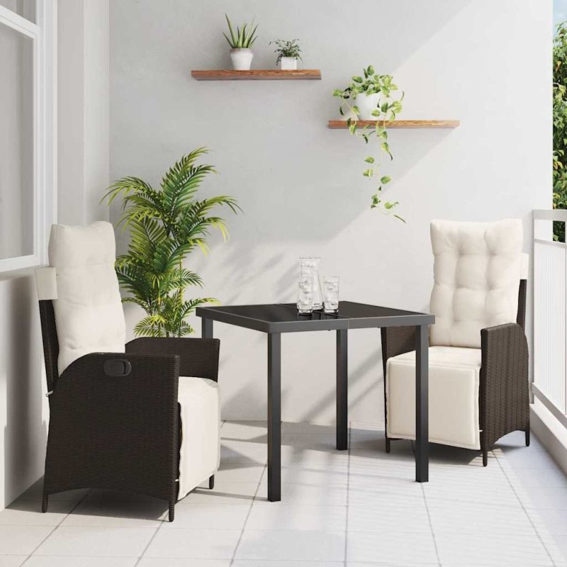 Ensemble de salle à manger pour jardin 3 pcs Marron polyrotin 563123563123