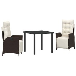 Ensemble de salle à manger pour jardin 3 pcs Marron polyrotin 563123563123
