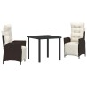 Ensemble de salle à manger pour jardin 3 pcs Marron polyrotin 563123563123
