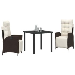 Ensemble de salle à manger pour jardin 3 pcs Marron polyrotin 563123563123