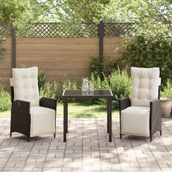 Ensemble de salle à manger pour jardin 3 pcs Marron polyrotin 563123563123