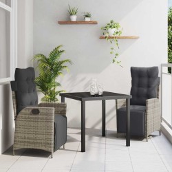 Ensemble de salle à manger pour jardin 3 pcs Gris polyrotin 563124563124