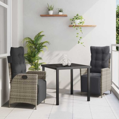 Ensemble de salle à manger pour jardin 3 pcs Gris polyrotin 563124563124