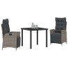 Ensemble de salle à manger pour jardin 3 pcs Gris polyrotin 563124563124
