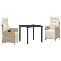 Ensemble de salle à manger pour jardin 3 pcs Beige polyrotin 563125563125