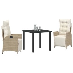 Ensemble de salle à manger pour jardin 3 pcs Beige polyrotin 563125563125