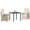 Ensemble de salle à manger pour jardin 3 pcs Beige polyrotin 563125563125