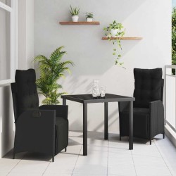 Ensemble de salle à manger pour jardin 3 pcs Noir polyrotin 563126563126