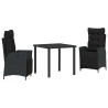 Ensemble de salle à manger pour jardin 3 pcs Noir polyrotin 563126563126