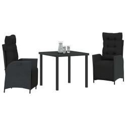 Ensemble de salle à manger pour jardin 3 pcs Noir polyrotin 563126563126