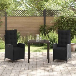 Ensemble de salle à manger pour jardin 3 pcs Noir polyrotin 563126563126