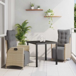 Ensemble de salle à manger pour jardin 3 pcs Beige polyrotin 563127563127