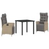 Ensemble de salle à manger pour jardin 3 pcs Beige polyrotin 563127563127