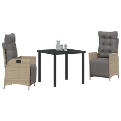 Ensemble de salle à manger pour jardin 3 pcs Beige polyrotin 563127563127