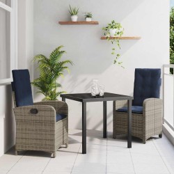 Ensemble de salle à manger pour jardin 3 pcs Gris polyrotin 563128563128